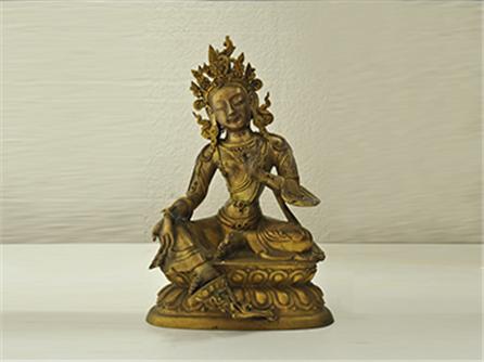 铜鎏金绿度母坐像 清（1644-1911年）