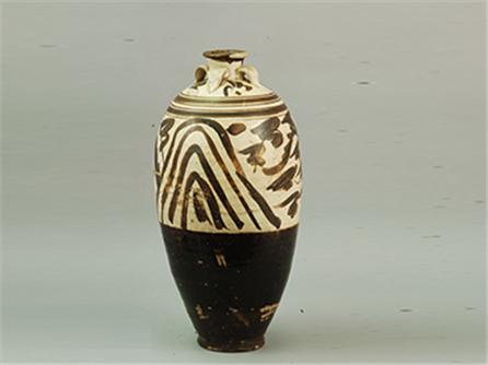 白釉褐花小口四系瓶 金（1115-1234年）